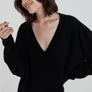 AG Adriano Goldschmied Black 100% Wool V-Neck Pullover Sweater Size XS